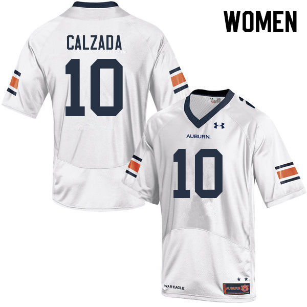 Auburn Tigers Women's Zach Calzada #10 White Under Armour Stitched College 2022 NCAA Authentic Football Jersey PFV4674RS